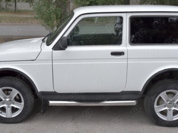 24 549 р. Защита порогов (Ø76 с проступью, нержавейка) SLITKOFF  Лада нива 4х4 ( 2131,  2121) (2014-2021) Урбан 3 дв. дорестайлинг, Урбан (вариант 1)  с доставкой в г. Пермь. Увеличить фотографию 3