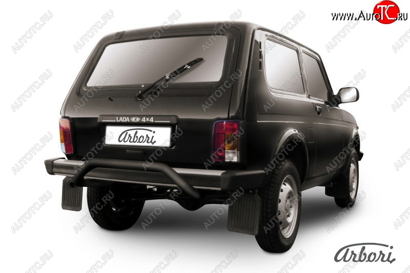 4 999 р. Защита заднего бампера Arbori (скоба, черная, 1 труба d57 mm). Лада Нива 4х4 2121 3 дв. дорестайлинг (1977-2019)  с доставкой в г. Пермь
