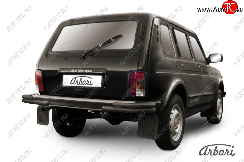 3 999 р. Защита заднего бампера (уголки, черная, 2 трубы d57 и 42 mm) Arbori Лада нива 4х4 2121 Урбан (2019-2021)  с доставкой в г. Пермь