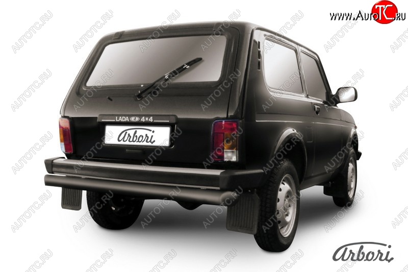 4 599 р. Защита заднего бампера (черная, 1 труба d76 mm) Arbori  Лада Нива 4х4  2121 - нива 4х4 ( 2121,  2131)  с доставкой в г. Пермь