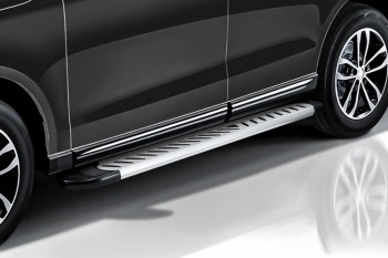 11 849 р. Пороги алюминиевые Slitkoff Chevrolet Niva 2123 рестайлинг (2009-2020) (Elite Silver)  с доставкой в г. Пермь. Увеличить фотографию 2