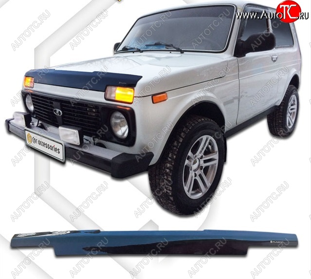 1 999 р. Дефлектор капота CA-Plastiс  Лада Нива 4х4  2121 - нива 4х4  2131 (Classic черный, Без надписи)  с доставкой в г. Пермь