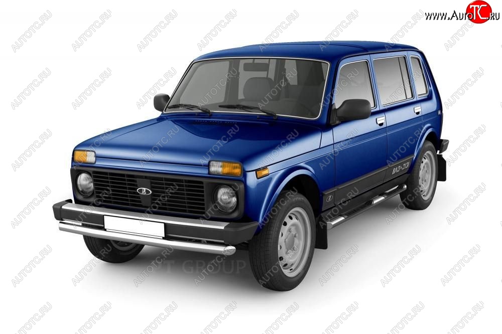 21 489 р. Защита порогов из трубы Ø63 мм с проступью Petroil Tuning  Лада нива 4х4  2131 (1993-2019) 5 дв. дорестайлинг (Нержавеющая полированная сталь)  с доставкой в г. Пермь