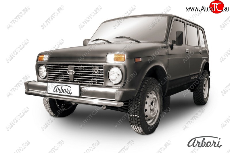 7 289 р. Защита переднего бампера Arbori (нержавейка, 1 труба d57 mm). Лада нива 4х4 2121-80 ФОРА (1995-2011)  с доставкой в г. Пермь
