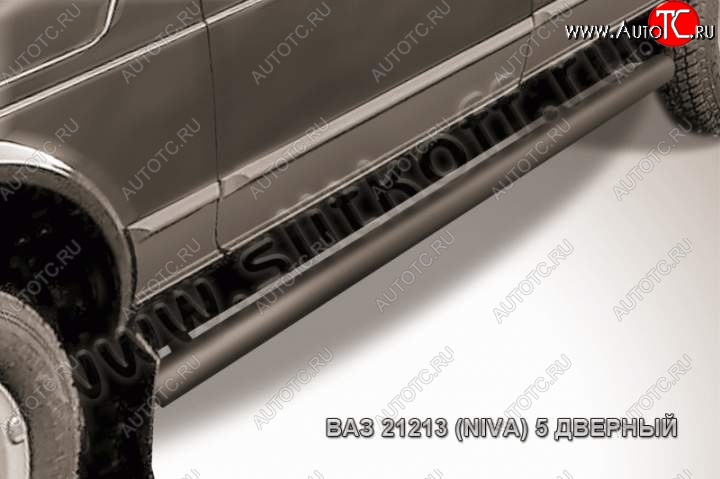 10 699 р. Защита порогов из трубы d76 Slitkoff  Лада нива 4х4  2131 (1993-2019) 5 дв. дорестайлинг (Цвет: серебристый)  с доставкой в г. Пермь