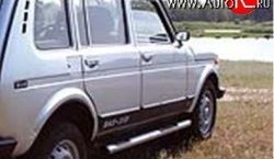71 999 р. Защита порогов с вставками d76 мм Металл Дизайн Лада нива 4х4 2131 5 дв. дорестайлинг (1993-2019) (С пластиковыми заглушками, Сталь с покрытием в черный матовый цвет)  с доставкой в г. Пермь. Увеличить фотографию 2