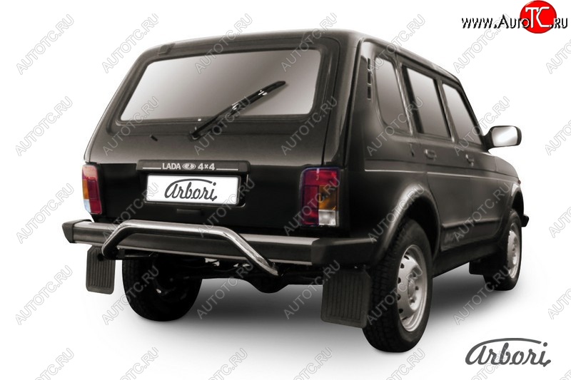 8 999 р. Защита заднего бампера Arbori (скоба, нержавейка, 1 труба d57 mm). Лада нива 4х4 2131 5 дв. дорестайлинг (1993-2019)  с доставкой в г. Пермь