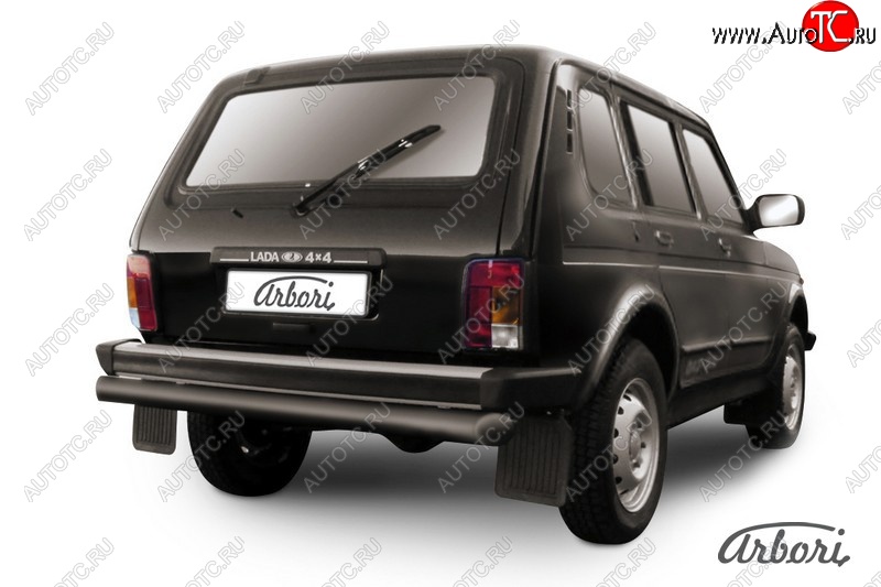 4 409 р. Защита заднего бампера Arbori (черная, 1 труба d76 mm). Лада нива 4х4 2131 5 дв. дорестайлинг (1993-2019)  с доставкой в г. Пермь