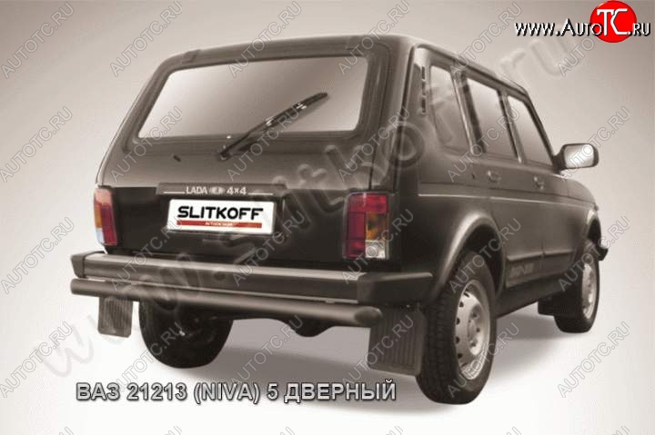5 189 р. Защита задняя Slitkoff Лада нива 4х4 2131 5 дв. дорестайлинг (1993-2019) (Сталь с полимерным покрытием. Цвет: чёрный )  с доставкой в г. Пермь