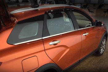 2 799 р. Хромированые молдинги под окно CrTuning Лада Веста SW 2181 универсал дорестайлинг (2017-2022)  с доставкой в г. Пермь. Увеличить фотографию 2