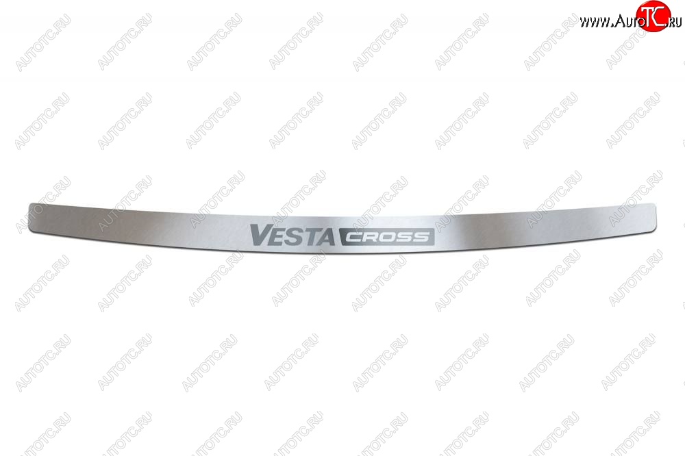 2 399 р. Накладка защитная на задний бампер Cross Petroil Tuning (нержавейка)  Лада Веста  SW 2181 (2017-2022) универсал дорестайлинг (Нержавейка)  с доставкой в г. Пермь