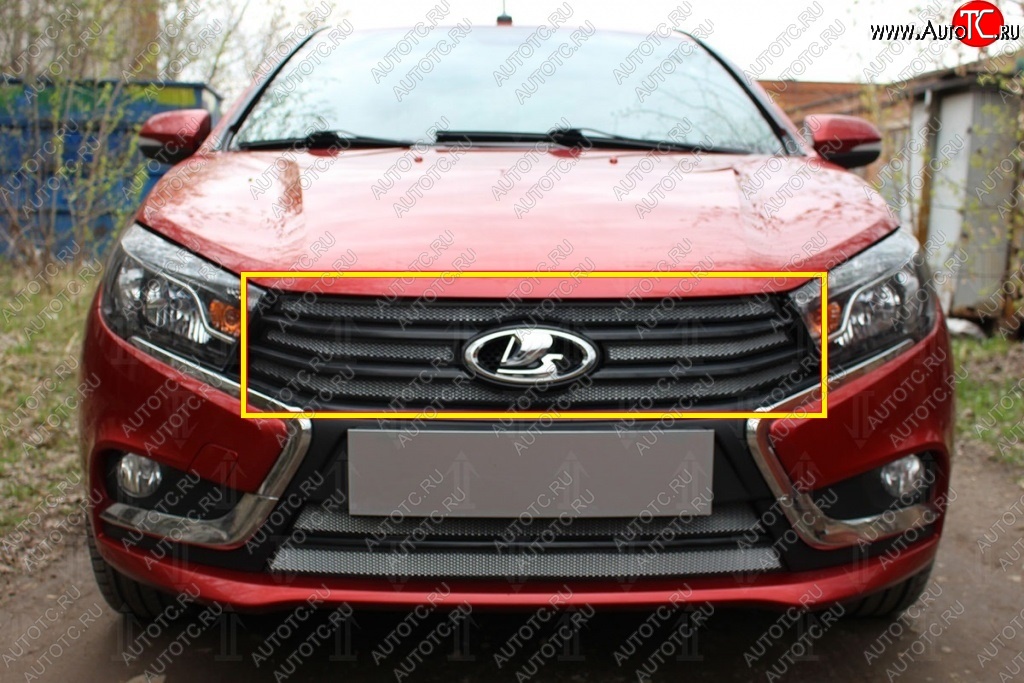 2 099 р. Защитная сетка на решётку радиатора Russtal (хром) Лада Веста SW 2181 универсал дорестайлинг (2017-2022)  с доставкой в г. Пермь