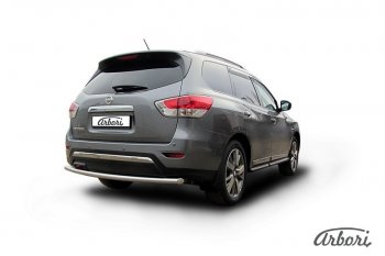 12 869 р. Защита заднего бампера Arbori (нержавейка, 1 труба d57 mm). Nissan Pathfinder R52 дорестайлинг (2012-2017)  с доставкой в г. Пермь. Увеличить фотографию 2