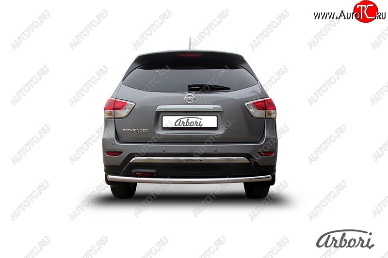 12 869 р. Защита заднего бампера Arbori (нержавейка, 1 труба d57 mm). Nissan Pathfinder R52 дорестайлинг (2012-2017)  с доставкой в г. Пермь