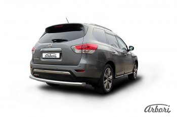 14 363 р. Защита заднего бампера Arbori (нержавейка, 1 труба d76 mm). Nissan Pathfinder R52 дорестайлинг (2012-2017)  с доставкой в г. Пермь. Увеличить фотографию 2