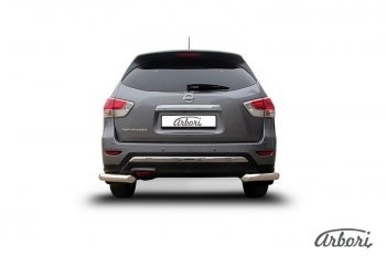 Защита заднего бампера Arbori (уголки, нержавейка, 1 труба d76 mm). Nissan Pathfinder  R52 (2012-2017) дорестайлинг