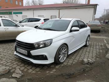 3 399 р. Пороги накладки VTS Лада Веста SW 2181 универсал дорестайлинг (2017-2022) (Неокрашенные)  с доставкой в г. Пермь. Увеличить фотографию 2