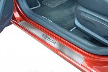 2 399 р. Пороги накладки в проем дверей Petroil Tuning  Лада Веста ( 2180,  SW 2181) - Веста Кросс ( 2181,  2180) (Нержавейка)  с доставкой в г. Пермь. Увеличить фотографию 3