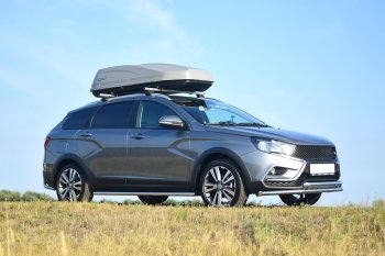 15 299 р. Защита переднего бампера Cross Petroil Tuning (2 трубы d51/51)  Лада Веста  SW 2181 (2017-2022) универсал дорестайлинг (Нержавеющая полированная сталь)  с доставкой в г. Пермь. Увеличить фотографию 3
