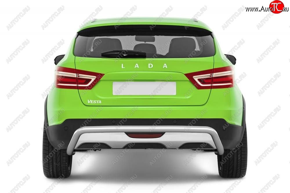 15 149 р. Защита заднего бампера PT GROUP Ø51мм (НПС) LADA Vesta SW Cross 2017-  Лада Веста  SW 2181 (2017-2022) универсал дорестайлинг (Нержавеющая полированная сталь)  с доставкой в г. Пермь