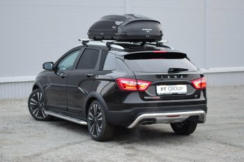 15 149 р. Защита заднего бампера PT GROUP Ø51мм (НПС) LADA Vesta SW Cross 2017-  Лада Веста  SW 2181 (2017-2022) универсал дорестайлинг (Нержавеющая полированная сталь)  с доставкой в г. Пермь. Увеличить фотографию 3
