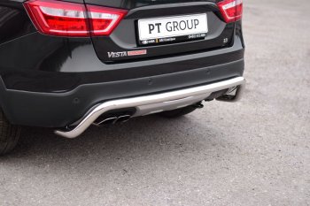 15 149 р. Защита заднего бампера PT GROUP Ø51мм (НПС) LADA Vesta SW Cross 2017-  Лада Веста  SW 2181 (2017-2022) универсал дорестайлинг (Нержавеющая полированная сталь)  с доставкой в г. Пермь. Увеличить фотографию 4