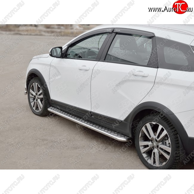 22 999 р. Широкая защита порогов с трубой d42 мм SLITKOFF v2  Лада Веста  SW 2181 (2017-2022) универсал дорестайлинг  с доставкой в г. Пермь