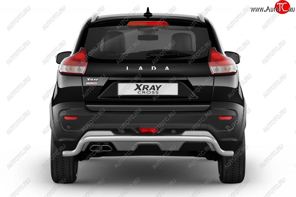 13 499 р. Защита заднего бампера PT GROUP Ø51мм Волна (НПС) LADA XRay Cross 2018-  Лада Веста SW 2181 универсал дорестайлинг (2017-2022) (Нержавеющая полированная сталь)  с доставкой в г. Пермь