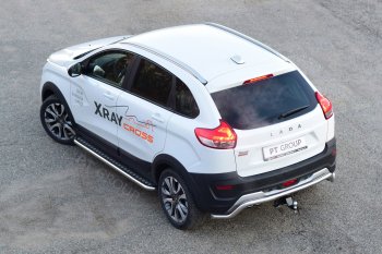 13 499 р. Защита заднего бампера PT GROUP Ø51мм Волна (НПС) LADA XRay Cross 2018-  Лада Веста SW 2181 универсал дорестайлинг (2017-2022) (Нержавеющая полированная сталь)  с доставкой в г. Пермь. Увеличить фотографию 4