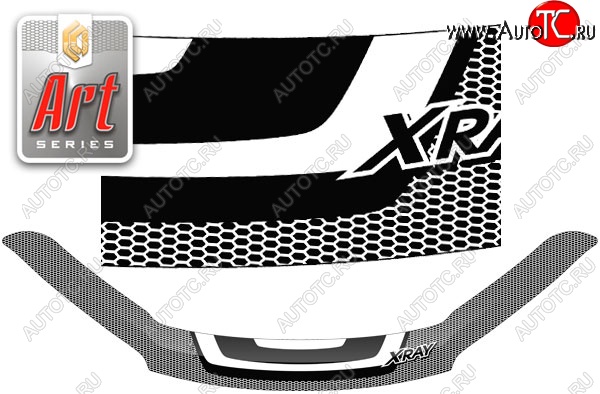 2 399 р. Дефлектор капота CA-Plastiс  Лада XRAY - XRAY Cross (Серия Art серебро)  с доставкой в г. Пермь