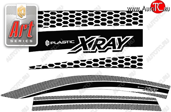 2 199 р. Дефлектора окон CA-Plastic  Лада XRAY - XRAY Cross (Серия Art черная, Без хром.молдинга)  с доставкой в г. Пермь