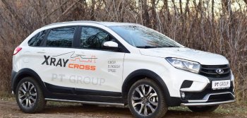 11 499 р. Защита переднего бампера одинарная из трубы d51 мм Cross Petroil Tuning  Лада XRAY (2016-2022) (Нержавеющая полированная сталь)  с доставкой в г. Пермь. Увеличить фотографию 2