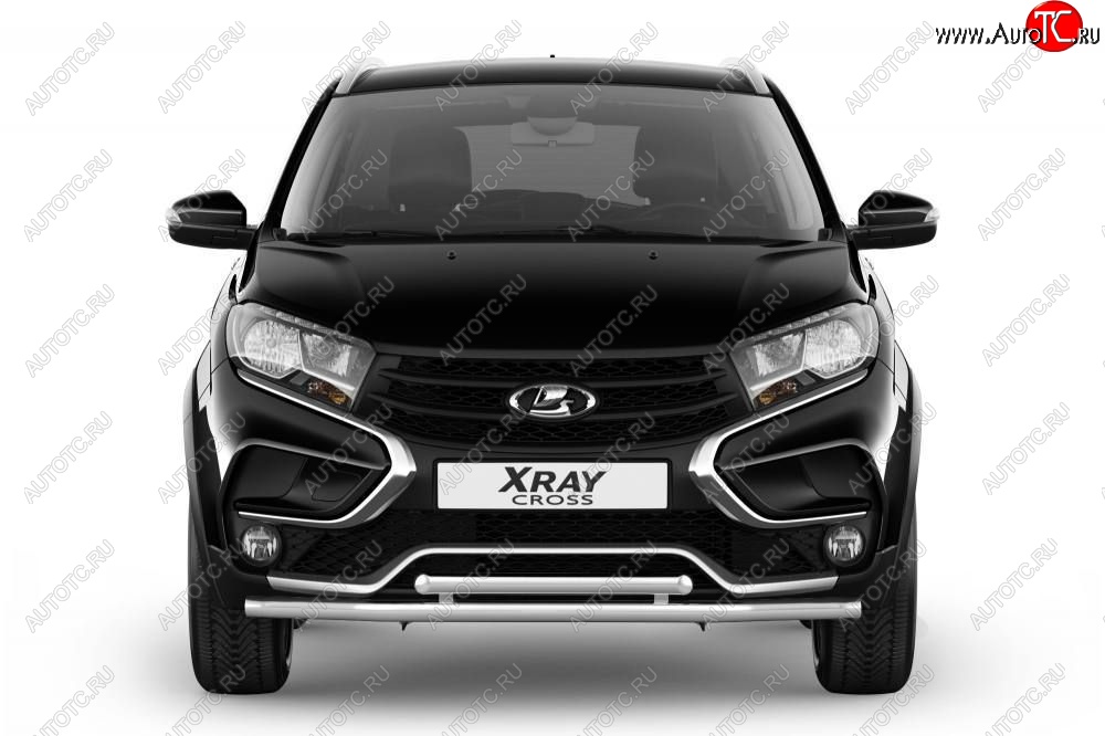 13 999 р. Защита переднего бампера двойная из труб d51/51 мм Petroil Tuning  Лада XRAY Cross (2018-2022) (Нержавеющая полированная сталь)  с доставкой в г. Пермь