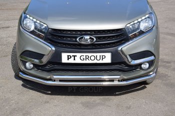 14 889 р. Защита переднего бампера Petroil Tuning (2 трубы d51/51)  Лада XRAY (2016-2022) (Нержавеющая полированная сталь)  с доставкой в г. Пермь. Увеличить фотографию 2