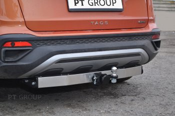 17 659 р. Фаркоп Petroil Tuning (съемный квадрат, с нержавеющей пластиной) Volkswagen Taos (2020-2022)  с доставкой в г. Пермь. Увеличить фотографию 3