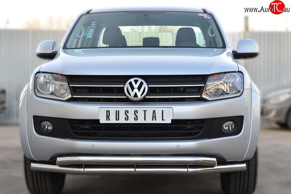 18 999 р. Защита переднего бампера (2 трубыØ63 мм, нержавейка) SLITKOFF  Volkswagen Amarok (2009-2016) дорестайлинг  с доставкой в г. Пермь