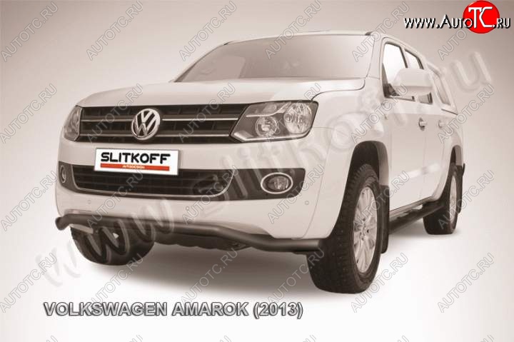 10 999 р. Защита переднего бампер Slitkoff Volkswagen Amarok дорестайлинг (2009-2016) (Цвет: серебристый)  с доставкой в г. Пермь