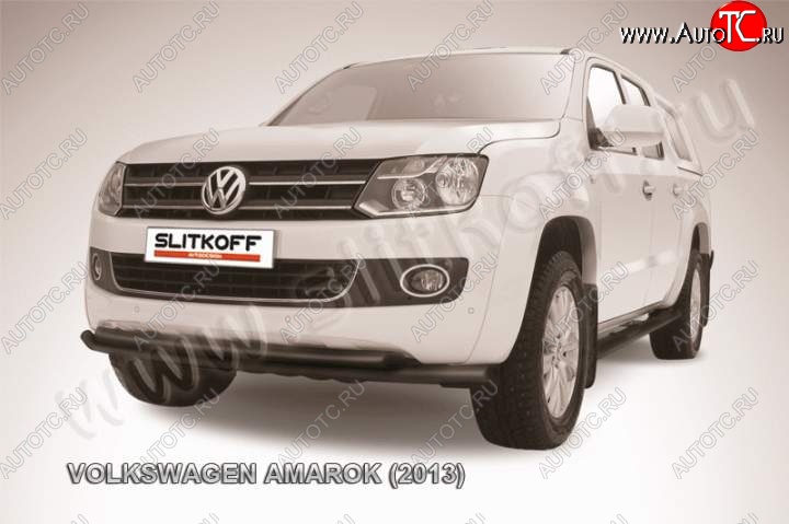 14 499 р. Защита переднего бампер Slitkoff  Volkswagen Amarok (2009-2016) дорестайлинг (Цвет: серебристый)  с доставкой в г. Пермь