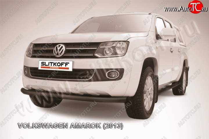 11 999 р. Защита переднего бампер Slitkoff Volkswagen Amarok дорестайлинг (2009-2016) (Цвет: серебристый)  с доставкой в г. Пермь