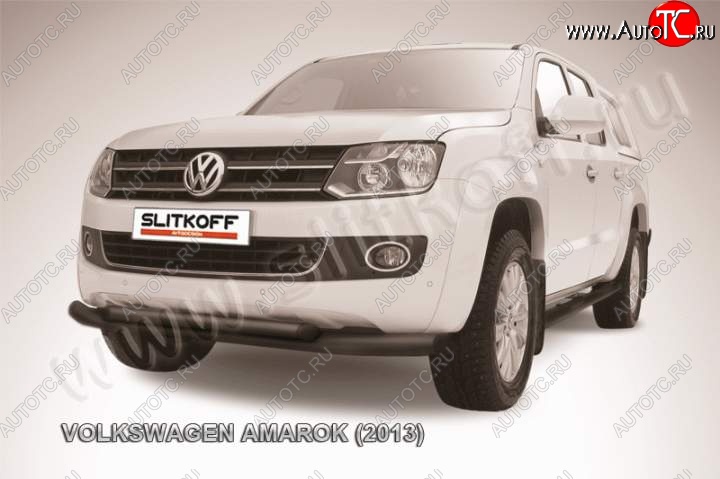 14 999 р. Защита переднего бампер Slitkoff Volkswagen Amarok дорестайлинг (2009-2016) (Цвет: серебристый)  с доставкой в г. Пермь