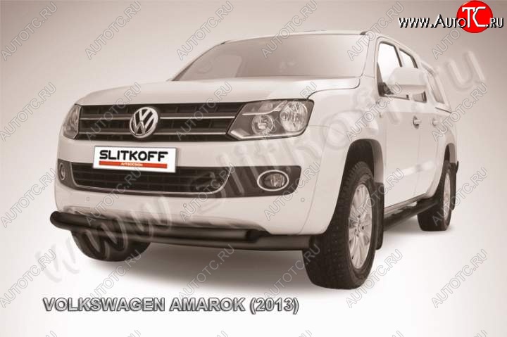 15 999 р. Защита переднего бампер Slitkoff  Volkswagen Amarok (2009-2016) дорестайлинг (Цвет: серебристый)  с доставкой в г. Пермь