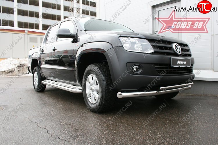 17 009 р. Защита переднего бампера двойная Souz-96 (d76/42) Volkswagen Amarok дорестайлинг (2009-2016)  с доставкой в г. Пермь