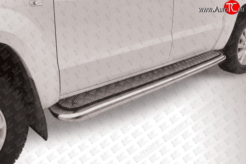 19 749 р. Широкая защита порогов Slitkoff  Volkswagen Amarok (2009-2016) дорестайлинг (Серебристый лист)  с доставкой в г. Пермь