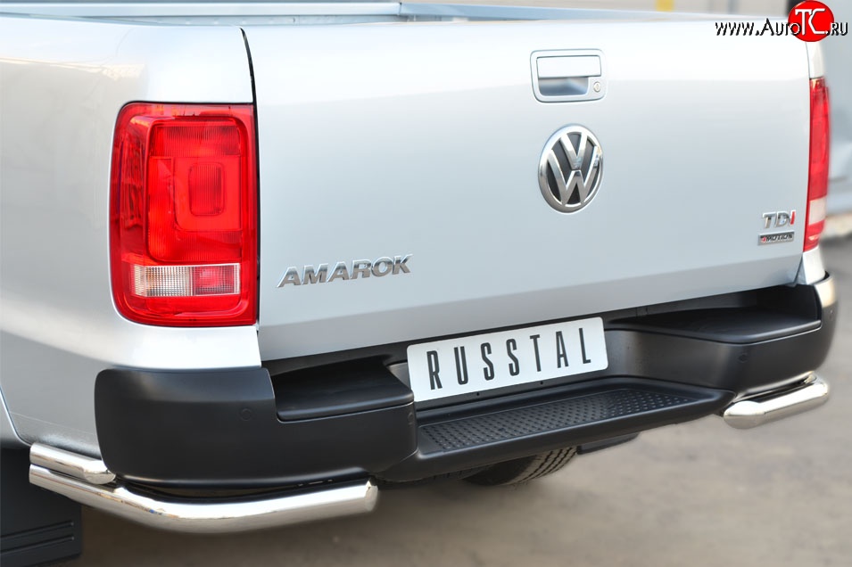 19 999 р. Защита заднего бампера (Ø63 и 42 мм, нержавейка) SLITKOFF Volkswagen Amarok дорестайлинг (2009-2016)  с доставкой в г. Пермь