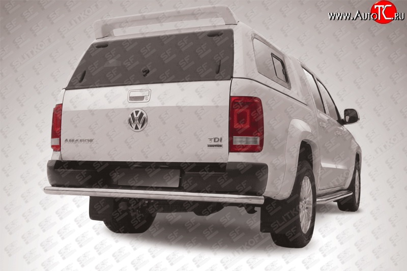 17 399 р. Защита заднего бампера из трубы диаметром 57 мм Slitkoff Volkswagen Amarok дорестайлинг (2009-2016) (Цвет: нержавеющая полированная сталь)  с доставкой в г. Пермь