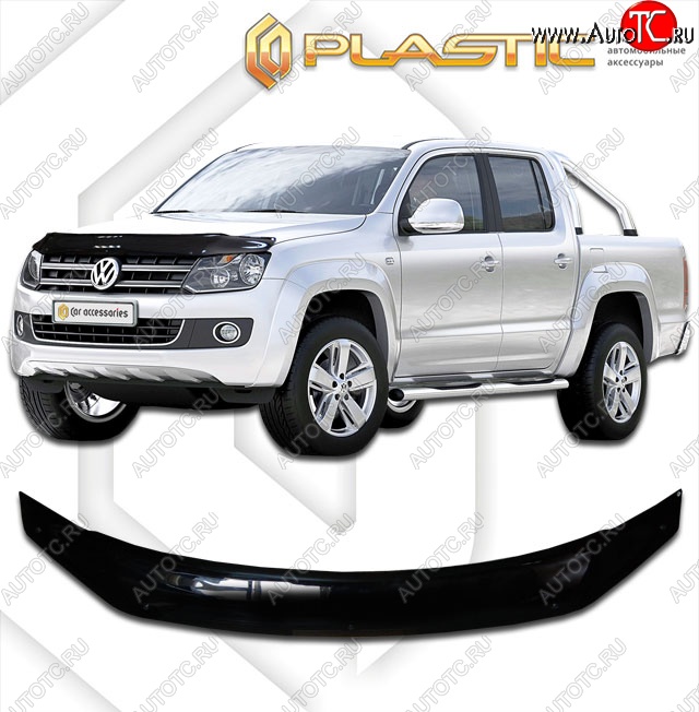 2 079 р. Дефлектор капота CA-Plastik  Volkswagen Amarok (2016-2022) рестайлинг (Classic черный, Без надписи)  с доставкой в г. Пермь