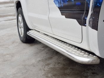 30 799 р. Порожки для ног (труба Ø63) SLITKOFF  Volkswagen Amarok (2016-2022) рестайлинг (лист алюминий, профиль сталь)  с доставкой в г. Пермь. Увеличить фотографию 2