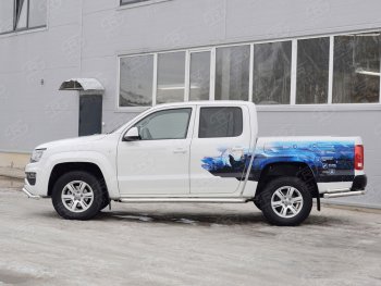 30 799 р. Порожки для ног (труба Ø63) SLITKOFF  Volkswagen Amarok (2016-2022) рестайлинг (лист алюминий, профиль сталь)  с доставкой в г. Пермь. Увеличить фотографию 4