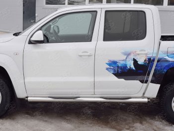 22 549 р. Пороги труба d76 с накладкой (v2) SLITKOFF  Volkswagen Amarok (2016-2022) рестайлинг  с доставкой в г. Пермь. Увеличить фотографию 3