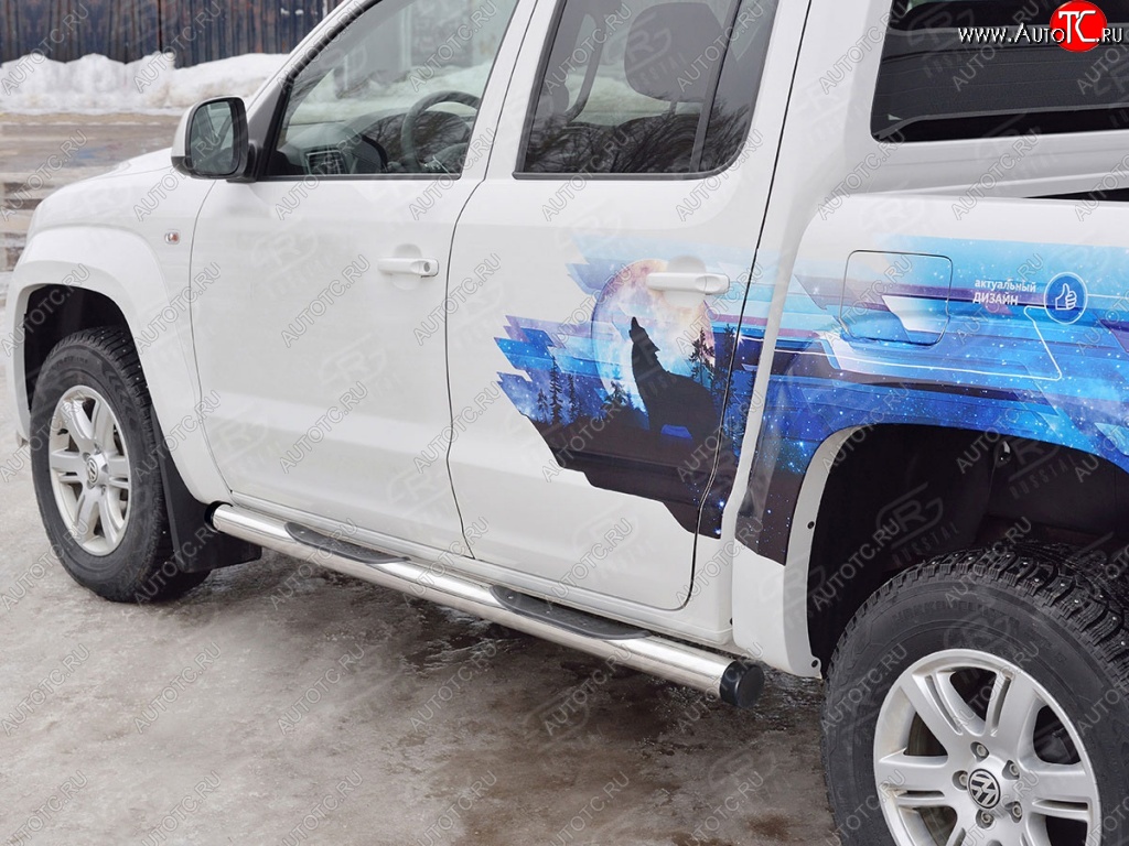 22 549 р. Пороги труба d76 с накладкой (v2) SLITKOFF  Volkswagen Amarok (2016-2022) рестайлинг  с доставкой в г. Пермь